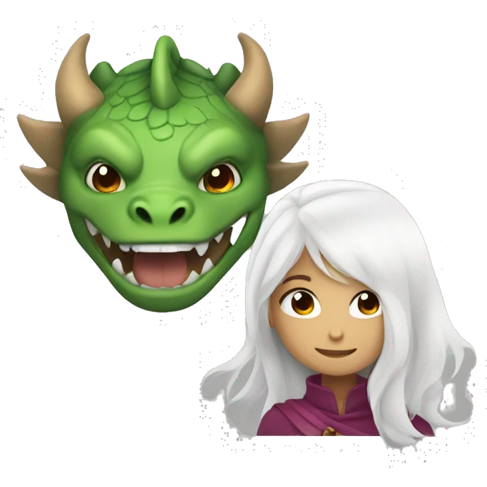 Dragon and white hair gir emoji