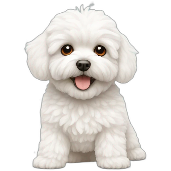 white maltipoo with orange snowflake emoji