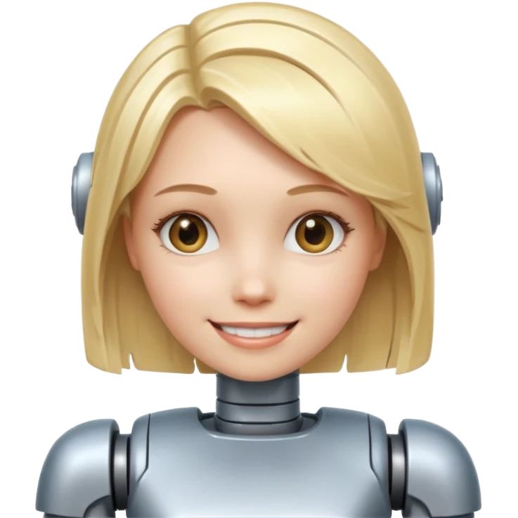 robotic smiling girl with blond hair emoji