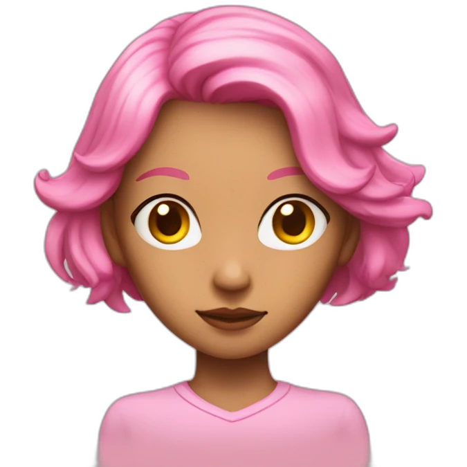 Mina is a teenage girl with pinkish skin, yellow eyes, and short pink hair with yellow antennae. emoji