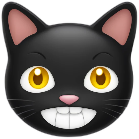 Black fat cat with yellow eyes laughing emoji