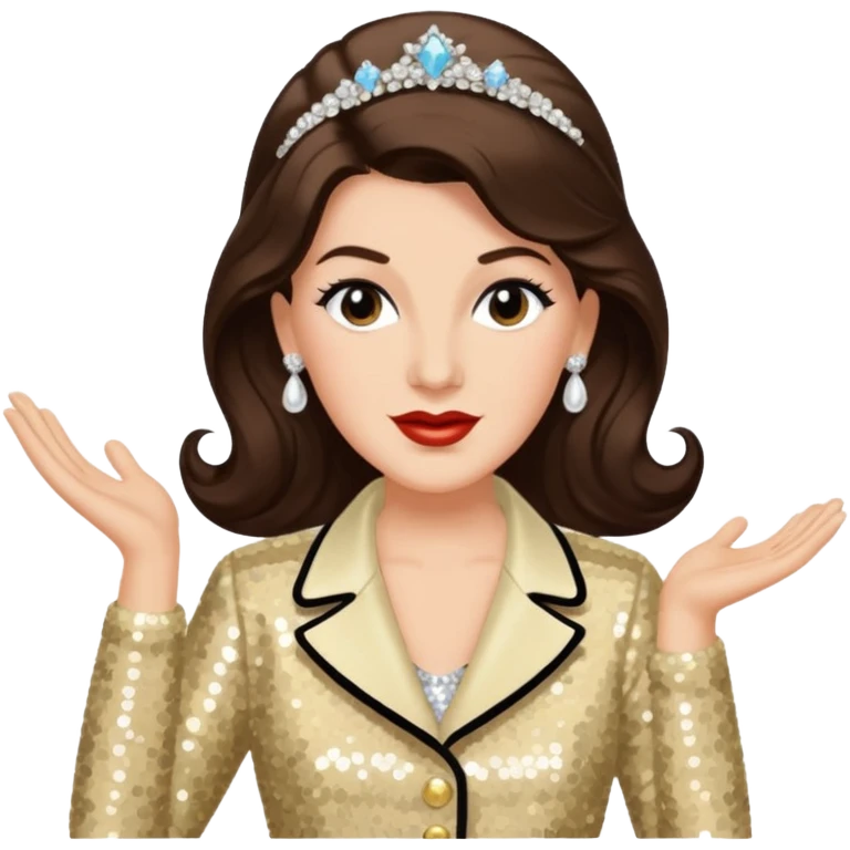 Maxene Andrews from The Andrews Sisters with long dark brown hair, cream sequin outfit emoji