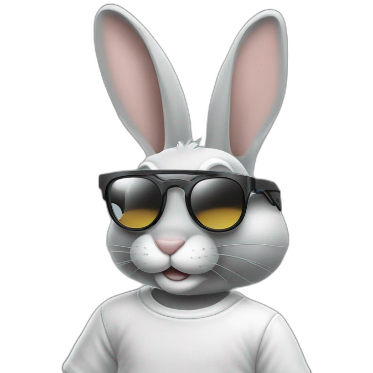 Bugs bunny streetwear cybertech smart glasses point from him up doing a moonwalker emoji