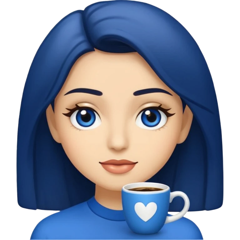 Memoji piel morena ojos cafés cabello largo color azul con esté 🖕🏻emoji emoji