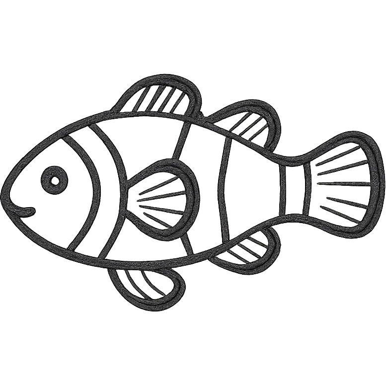 clownfish, hand drawn black outline style emoji