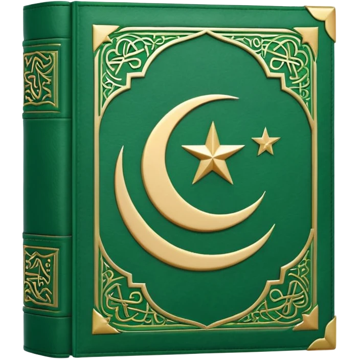 Closed Quran with the Islamic Symbol on it (moon and star) green emoji