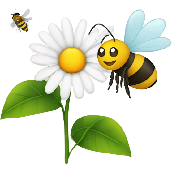 Daisy flower with a bee emoji