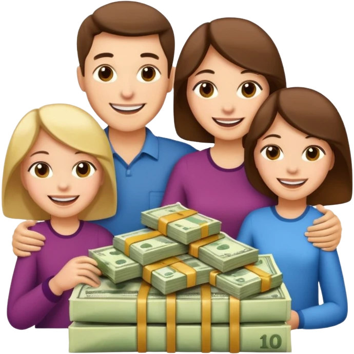 money around a family of four people emoji