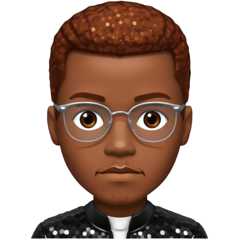 Malcolm X with reddish brown hair, dark brown sequin outfit  emoji