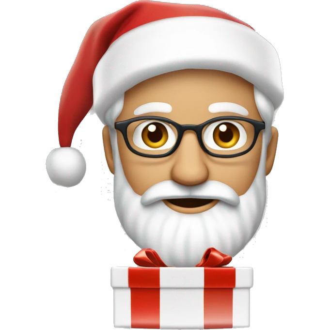 père Noël avec cadeau est costume rouge et barbe blanche emoji