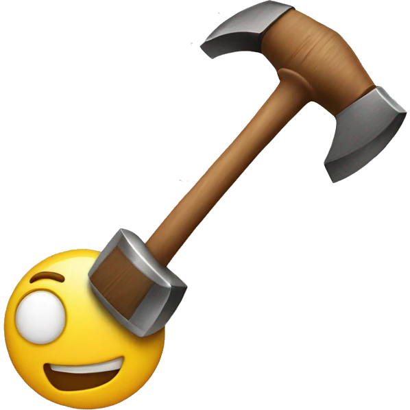 Hitting a hammer on a laughing emoji emoji