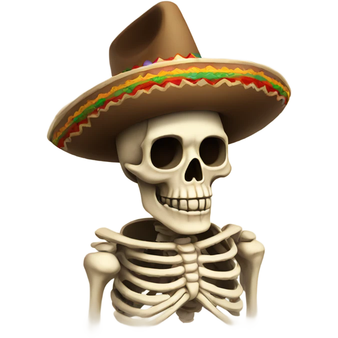 Skeleton wearing a Mexican hat emoji