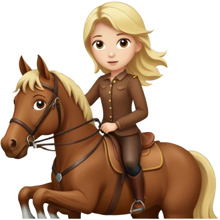Blond girl on a brown horse emoji