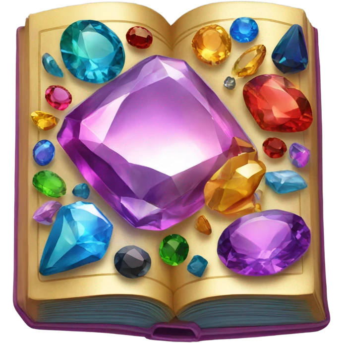 Golden book with rainbow gemstones on the cover emoji