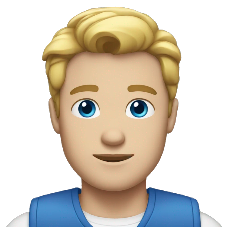 White guy with a blue vest blue eyes emoji