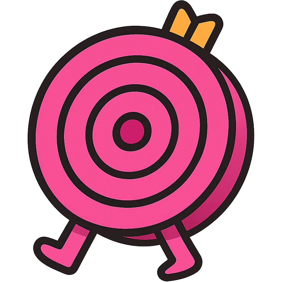 pink bullseye, playful and bold, cartoon style emoji
