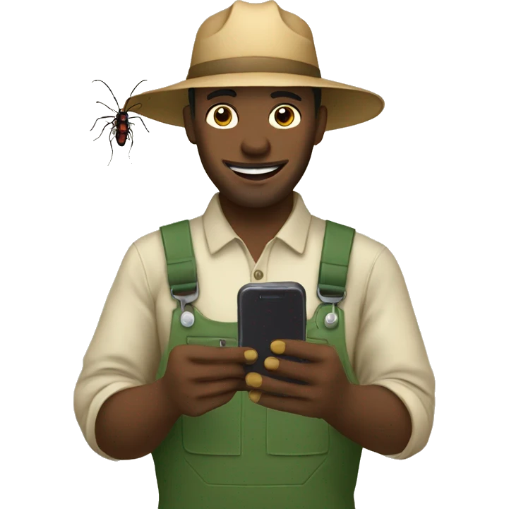 farmer using mobile app for insect detection emoji