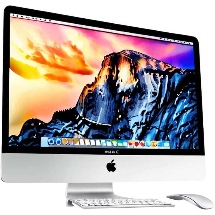 斜視角，雜亂的工程師桌面：M4 imac、筆記本、文件夾、小紙團垃圾，背景透明 emoji