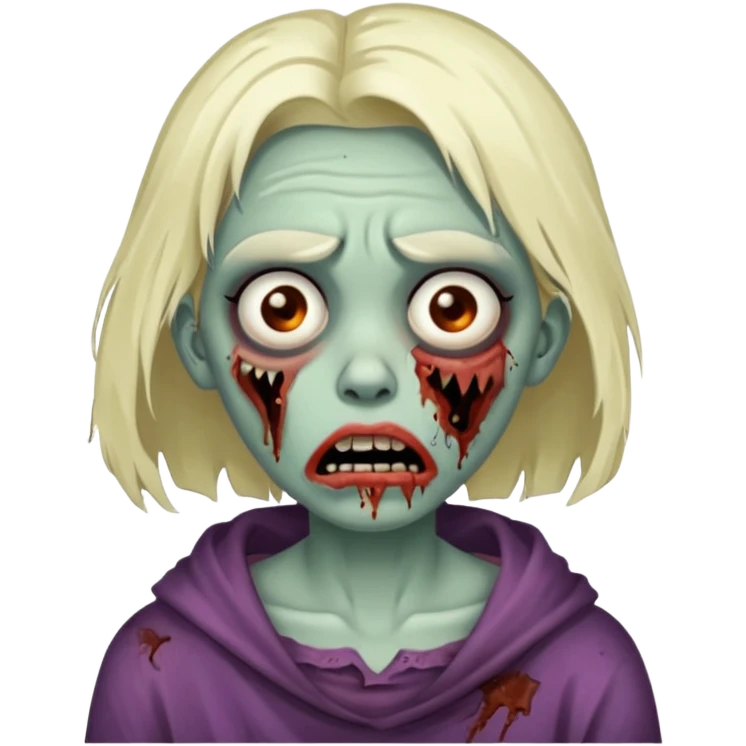 make a zombie girl with a droopy ruined mouth emoji