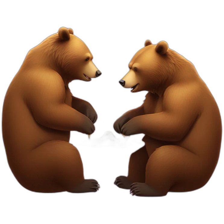 2 Cute Grizzly bears eating from honey emoji