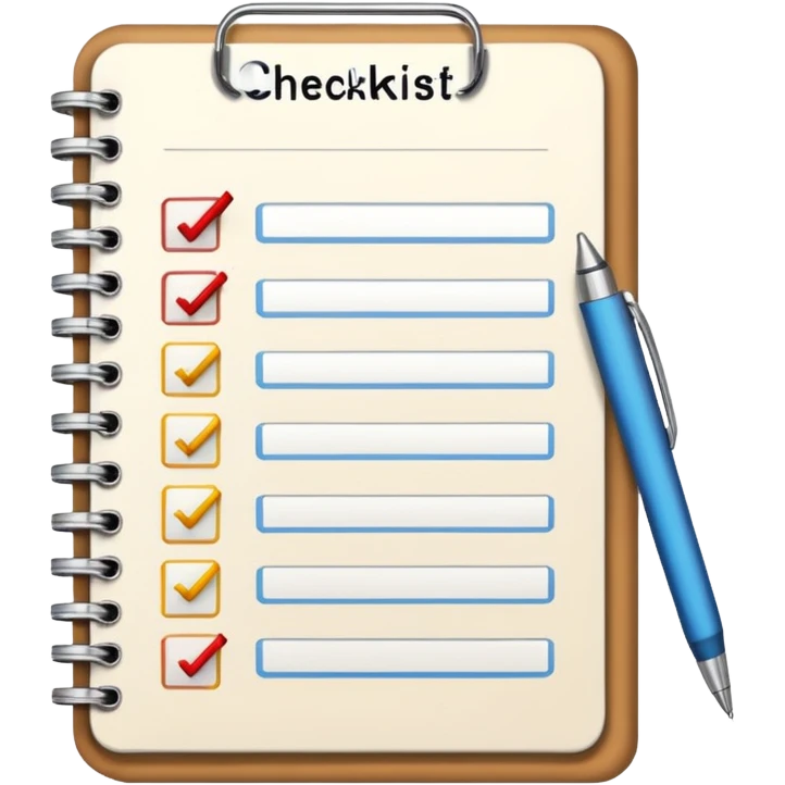 open notebook with a checklist emoji