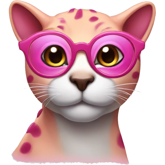 Pink girly Dinosaur emoji with cat eye spectacles emoji