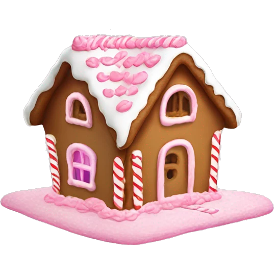 Gingerbread house with light pink icing emoji