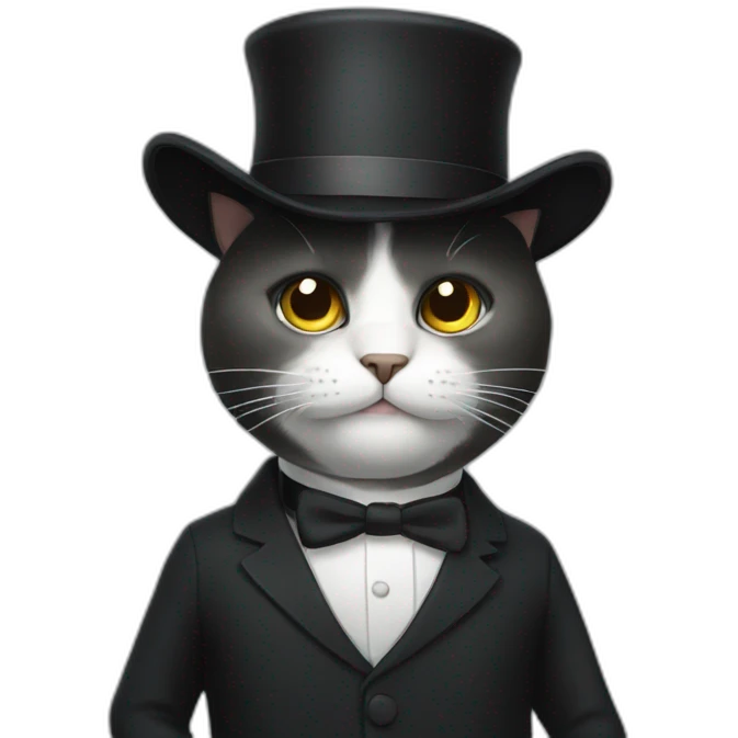 cat with white hat and black suit emoji