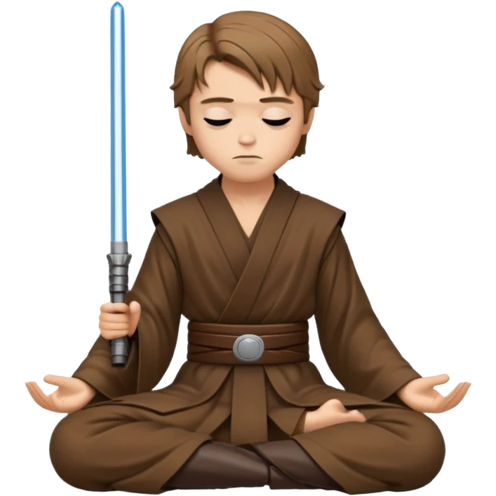 Make Anakin meditating position with jedi robes nk cape closed eyes with jedi boots hands on knees no ligthsaber emoji