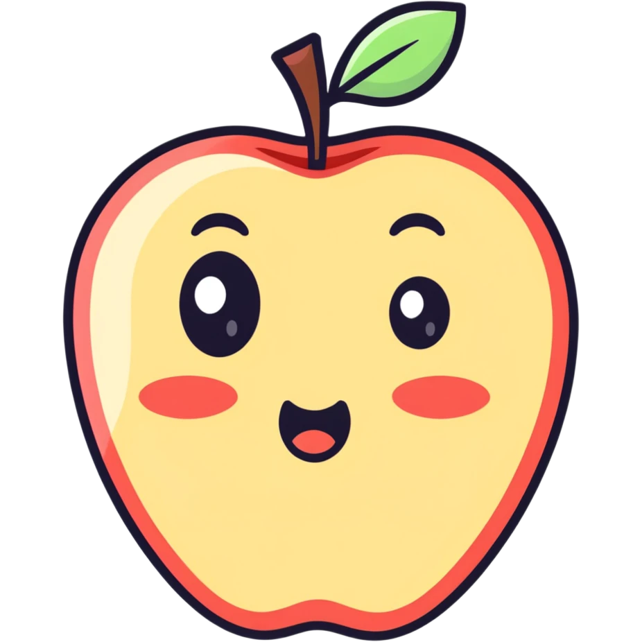Apple emoji, shocked and raised his right eyebrow  emoji