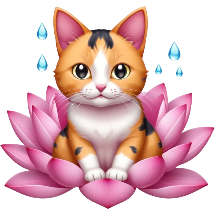 cat sitting lotus flower emoji