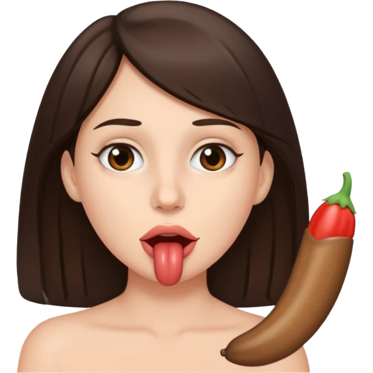 Brunette with male dick in mouth emoji