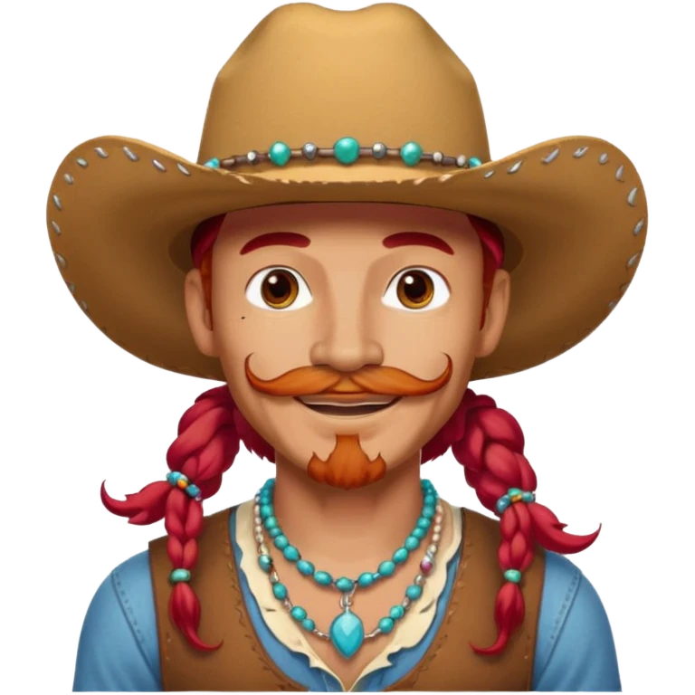 mustached cowboys bead and long red hair with tattoos on face  emoji