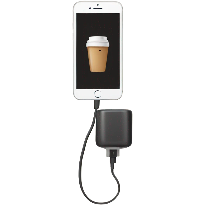 Phone charger and coffee emoji