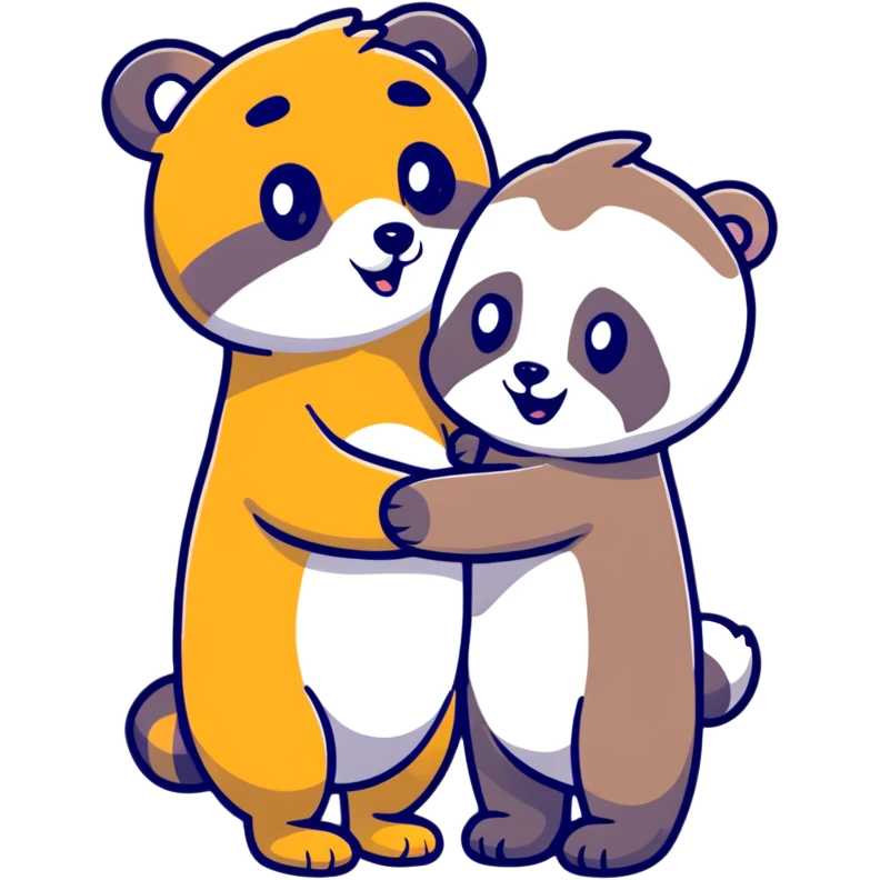 Meerkat hugging a panda emoji