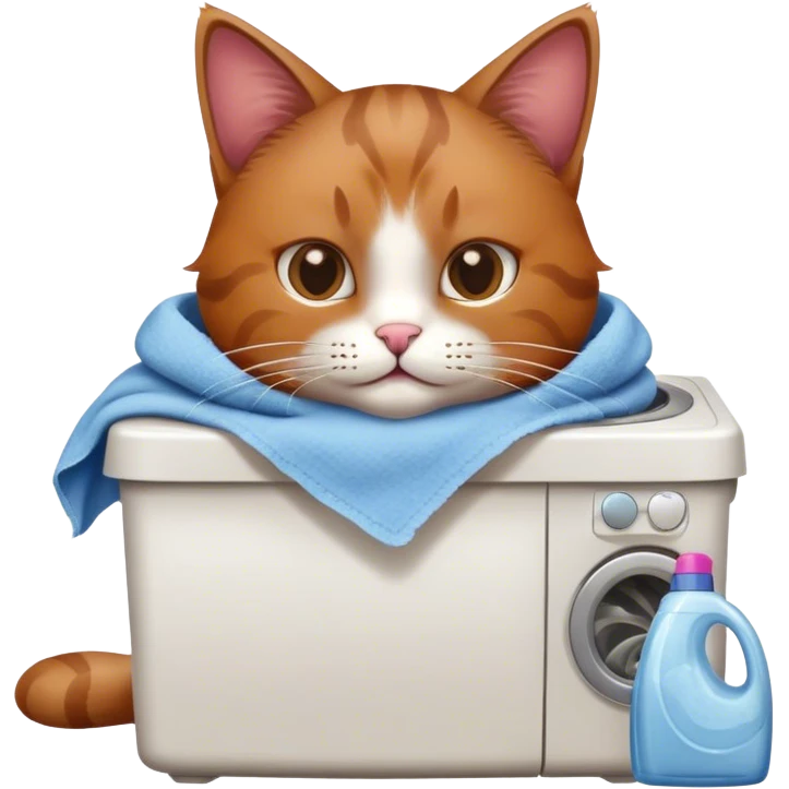 cat washing clothes emoji