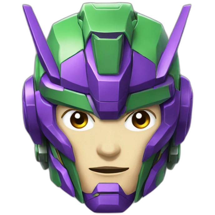purple and green gundam mecha head emoji