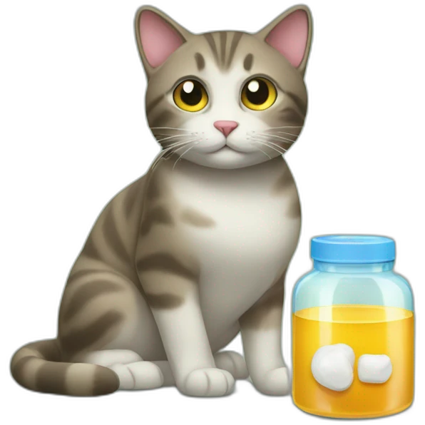 A cat gets medicine emoji