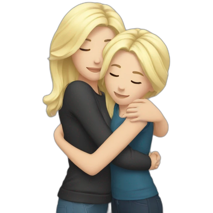 hug blonde and brunette girls emoji