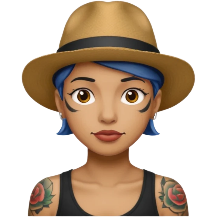 tattooed person with a hat emoji
