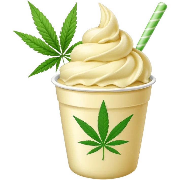 gelato in a cup with cannabis leaf emoji