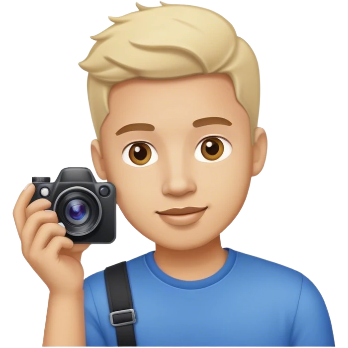 A guy who working in a social media management company, taking photos or videos with a cam emoji