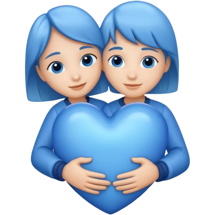 blue heart being embraced emoji