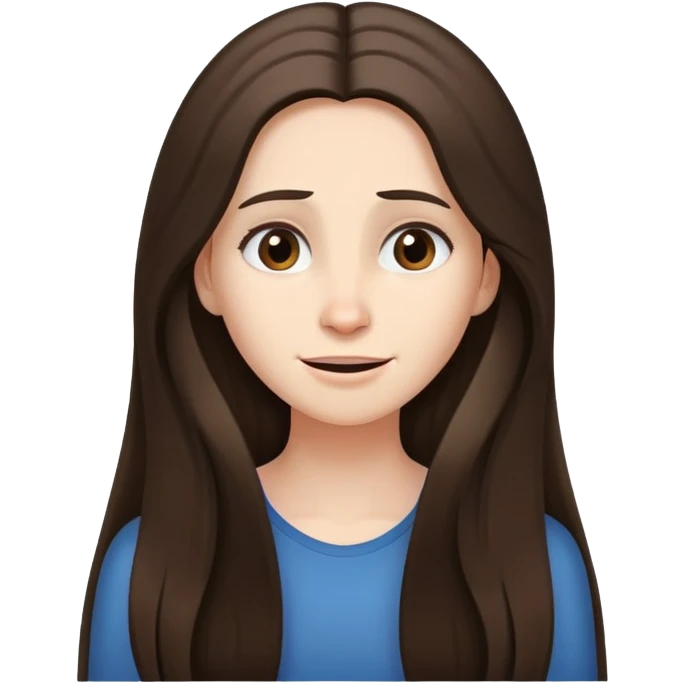 Very long hair Brunette with white skin worried but happy emoji