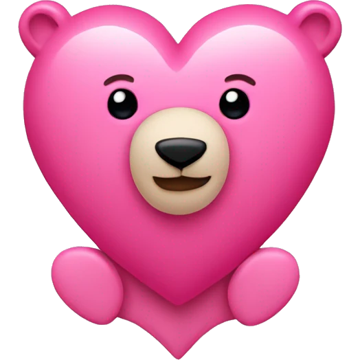 Pink heart with a bear beside it  emoji