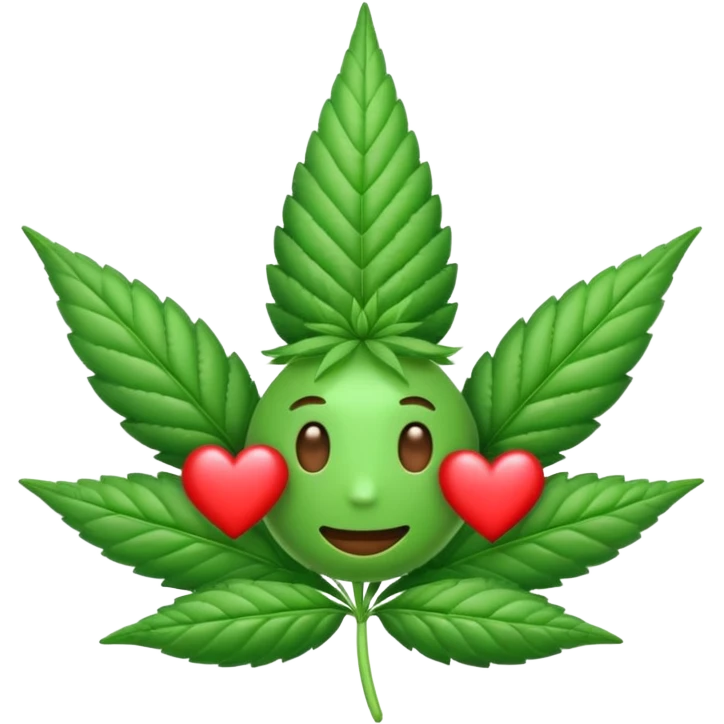 cannabis emoji with hearts emoji