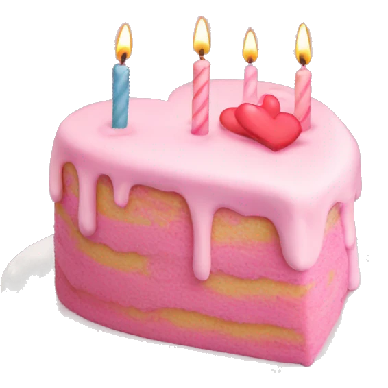 Pink heart shaped birthday cake emoji