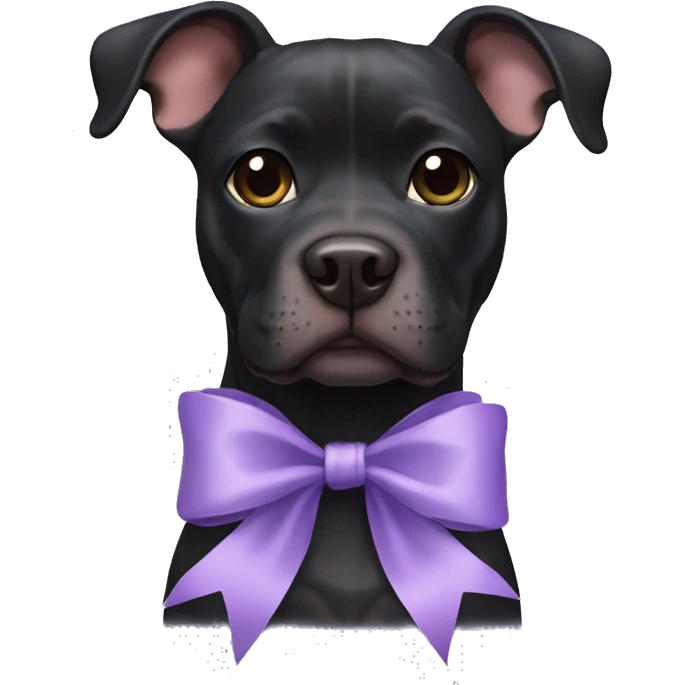 Black Pitbull with lavender bow emoji