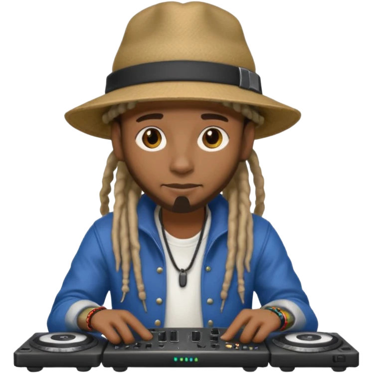 dreadlocks, DJ with wide-brim cap emoji