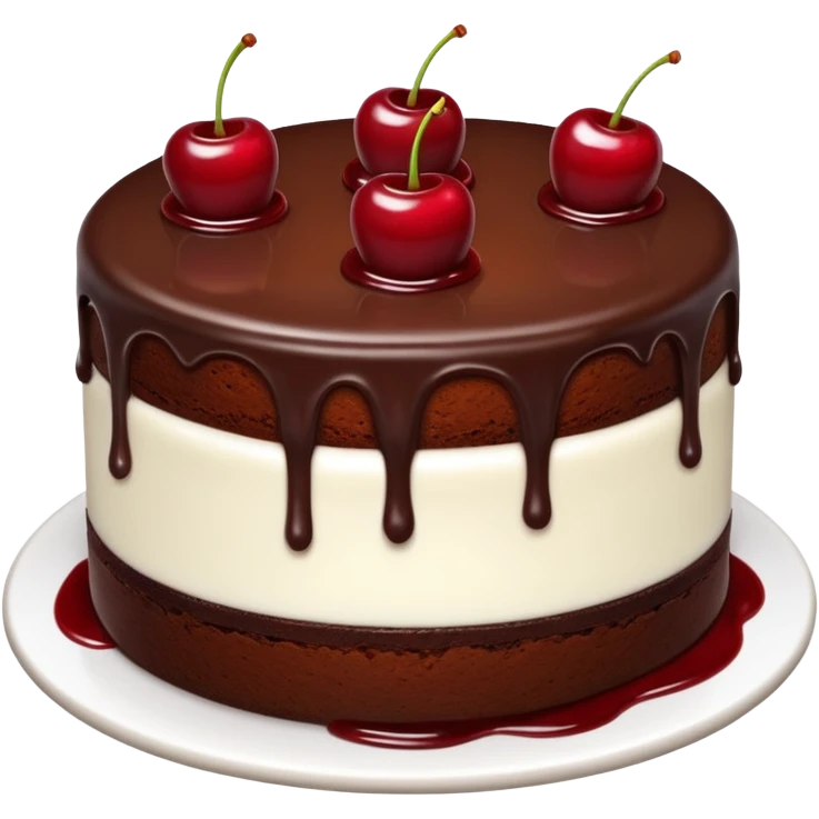 Chocolate cake with white buttercream frosting and cherry sauce emoji